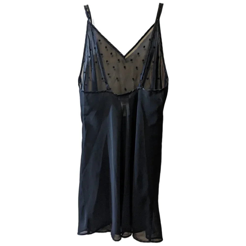 Vintage La Senza Y2K Sequin Slip Dress Mesh Mini 00s Party Girl Coquette Black S - Picture 4 of 6